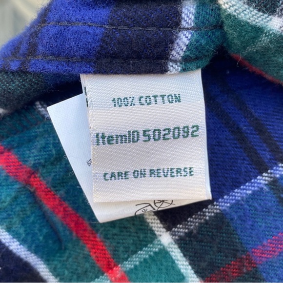 LL Bean Unisex Medium Hooded Jacket Zip Up Blue Green Plaid Flannel Casual Fit - Picture 10 of 11